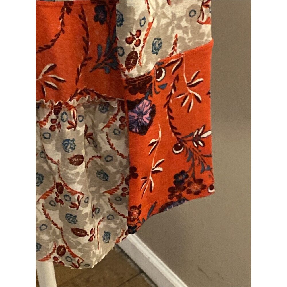 Free People Boho Flowy Dress Teierd Ruffles Semi-Sheer Floral Sz S Oversized - Picture 4 of 9
